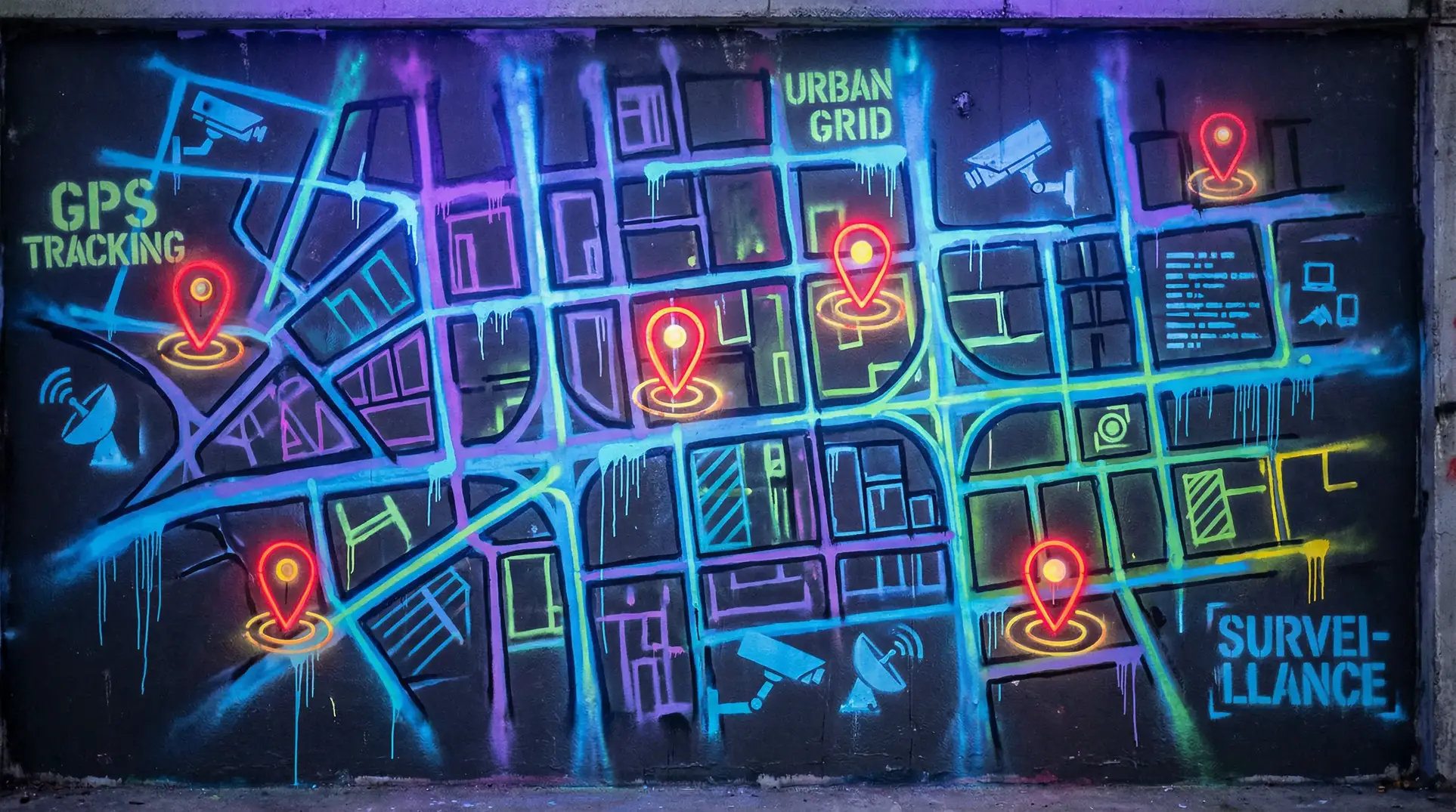 服务器那个好 狗仔追踪地图 - 城市涂鸦风格
